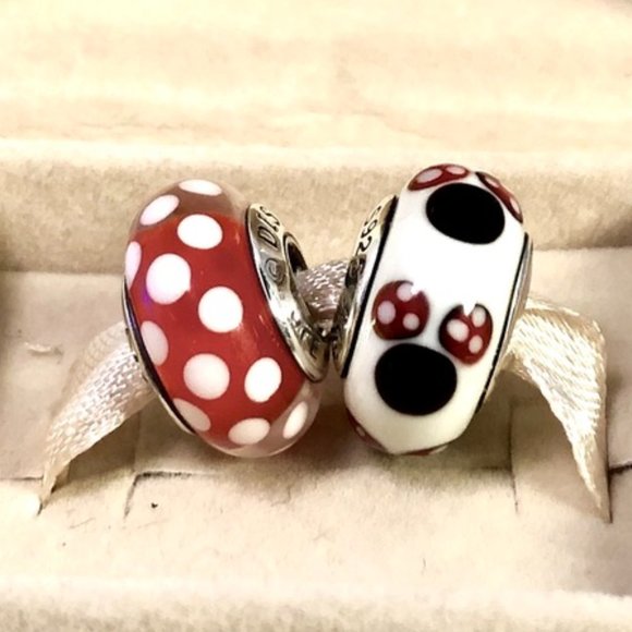 PANDORA Disney Minnie Mouse Murano Beads, New!